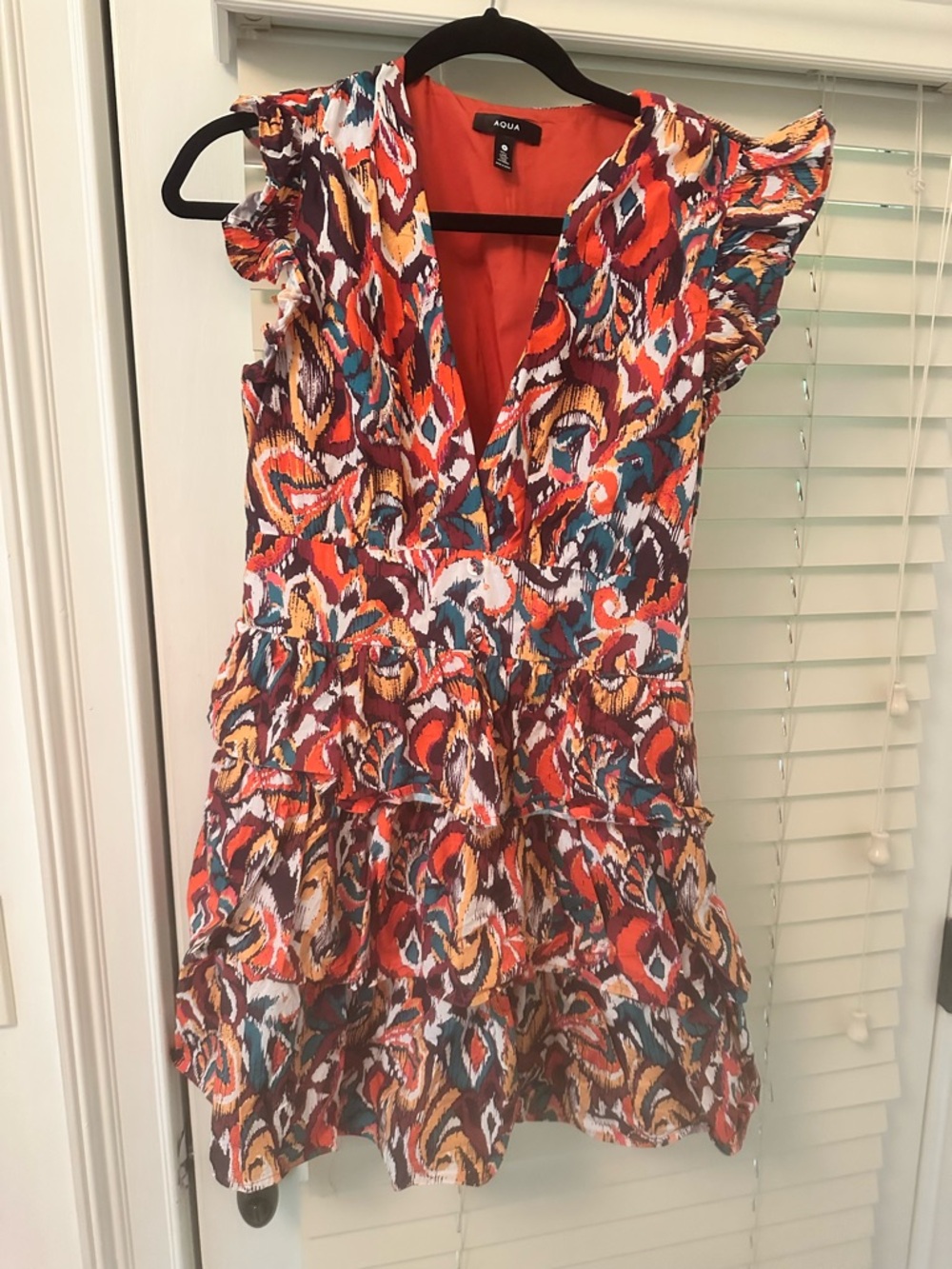 Aqua Vibrant Multicolor Ruffle Tiered Mini Dress